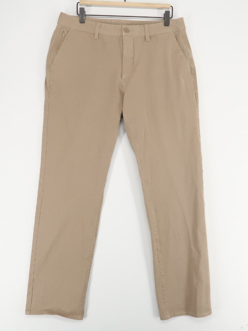 True Classic Chino Pants Mens 34x34 (33x31) Khaki Straight Stretch Hidden Pocket